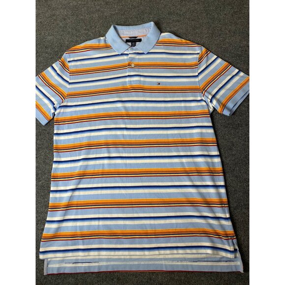 VTG Tommy Hilfiger Extra-Long Polo Shirt Men XL TALL Striped Short Sleeve Preppy - Picture 3 of 14